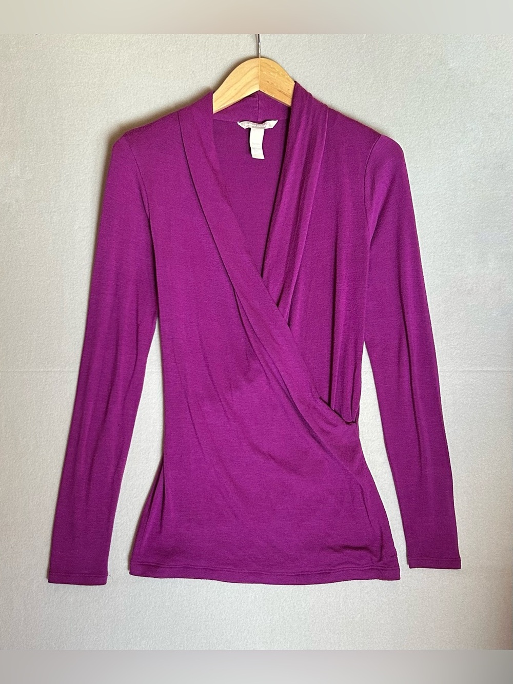 💜 Banana Republic Purple Modal Blend Faux Wrap Long Sleeve Top